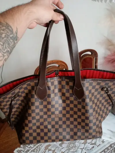 Bolso de mano a cuadros marrón elegante - miniatura 5