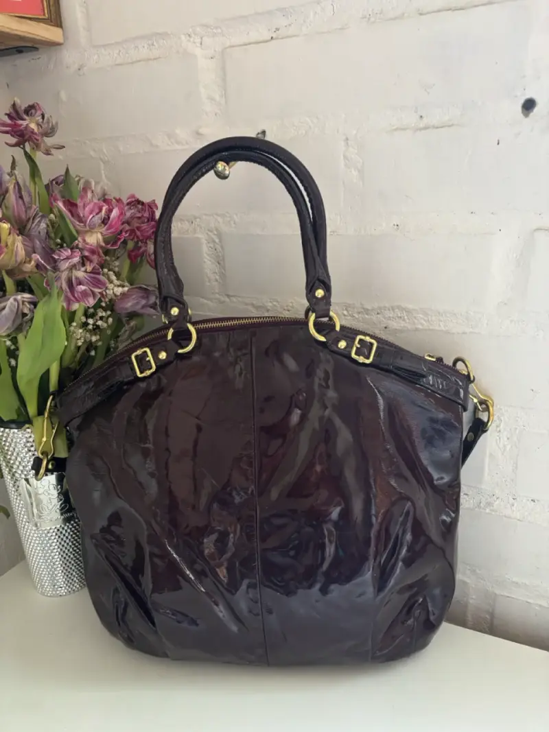 Bolso Coach de cuero marrón brillante - 2