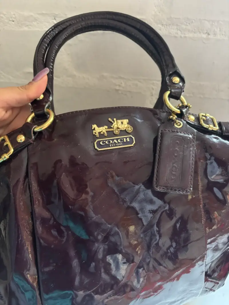 Bolso Coach de cuero marrón brillante - 3