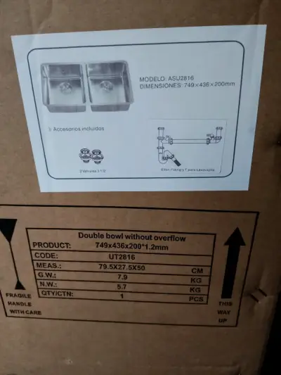 Lavaplatos doble acero inoxidable modelo ASU2816 - miniatura 3