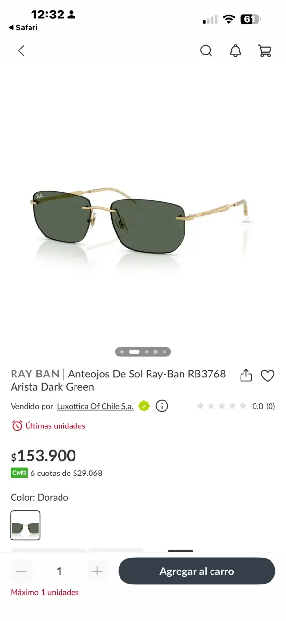 Anteojos de sol Ray-Ban RB3768 dorados - 1