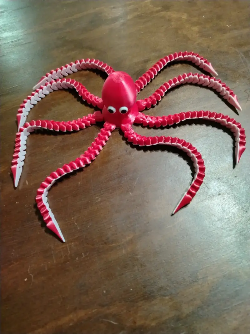 Pulpo de juguete articulado rojo - 2