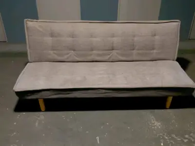 Sofá cama gris moderno con patas de madera - miniatura 3