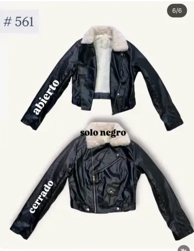 Chaqueta de cuero negra con cuello de piel - miniatura 3
