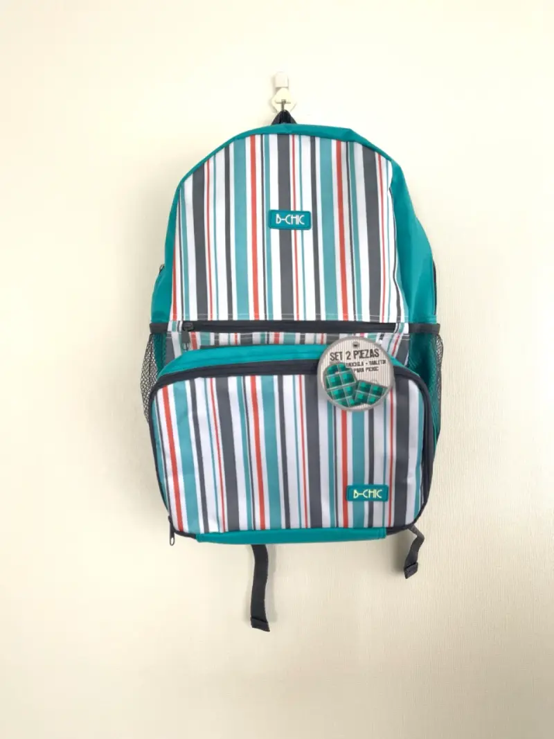 Mochila rayada B-Chic con bolsillos laterales - 1
