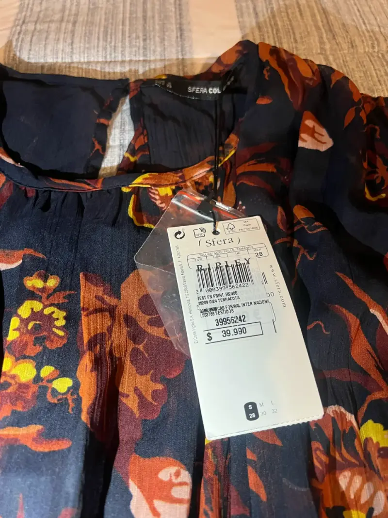 Vestido floral de gasa con mangas largas - 3