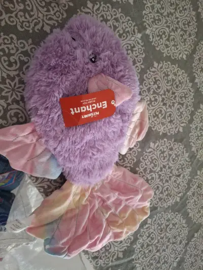 Peluche de pez morado con aletas rosas - miniatura 2