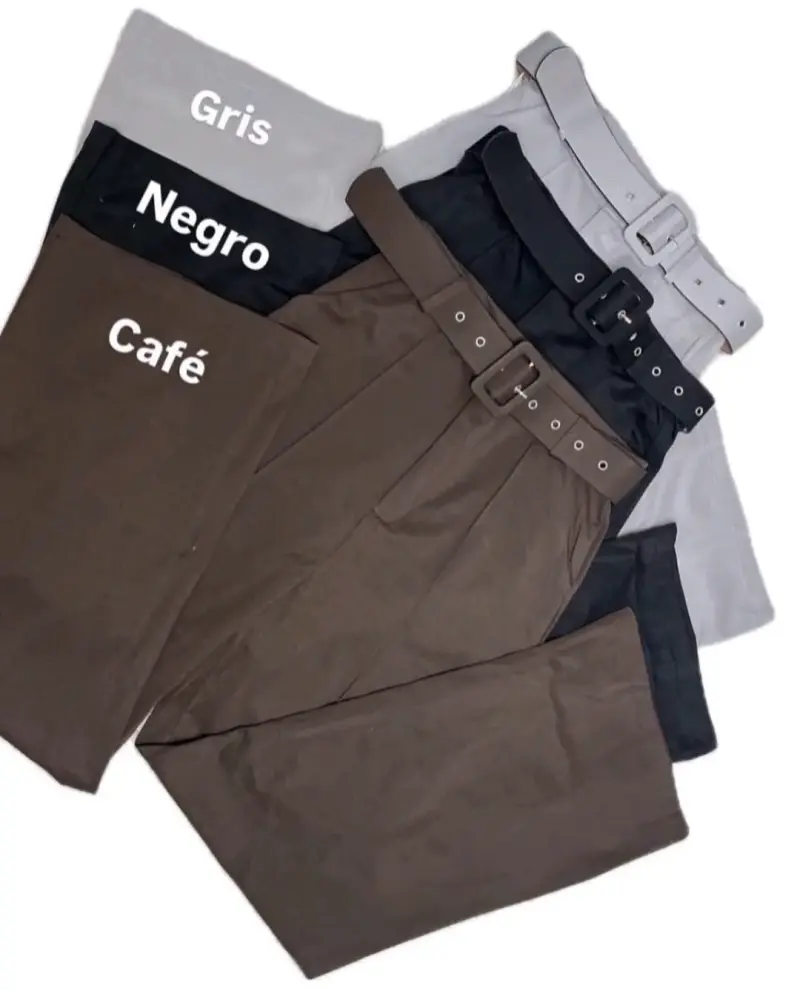 Pantalón sastre beige con cinturón elegante - 3