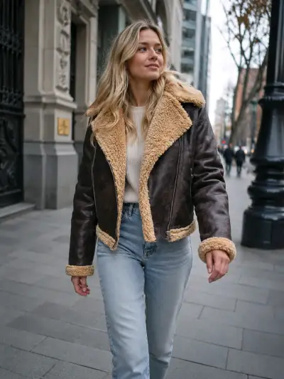 Chaqueta ecocuero forrada en su interior - miniatura 1