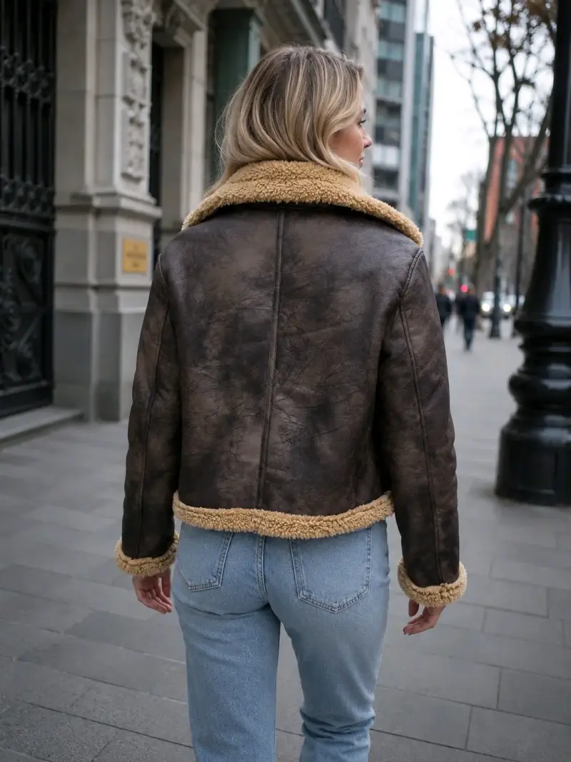 Chaqueta ecocuero forrada en su interior - 3