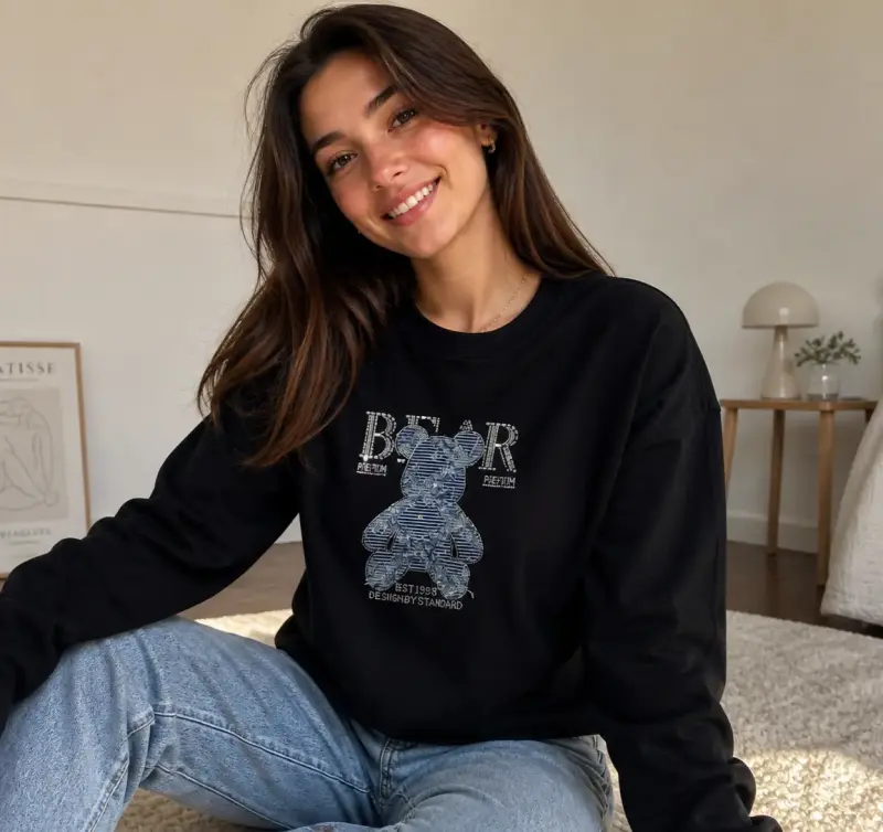 Polera blanco diseño de oso - 2