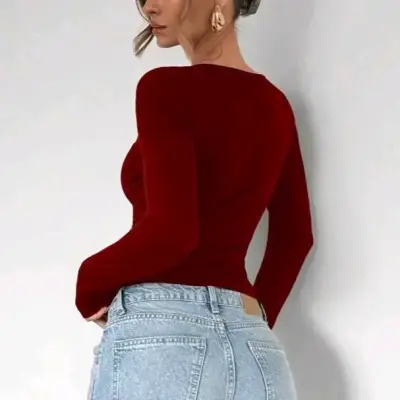 Blusa asimétrica roja de manga larga - miniatura 2