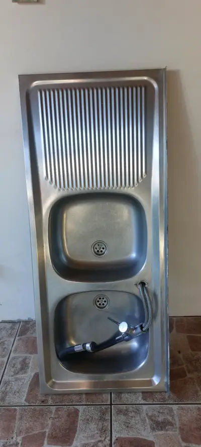 Lavaplatos doble de acero inoxidable - miniatura 1