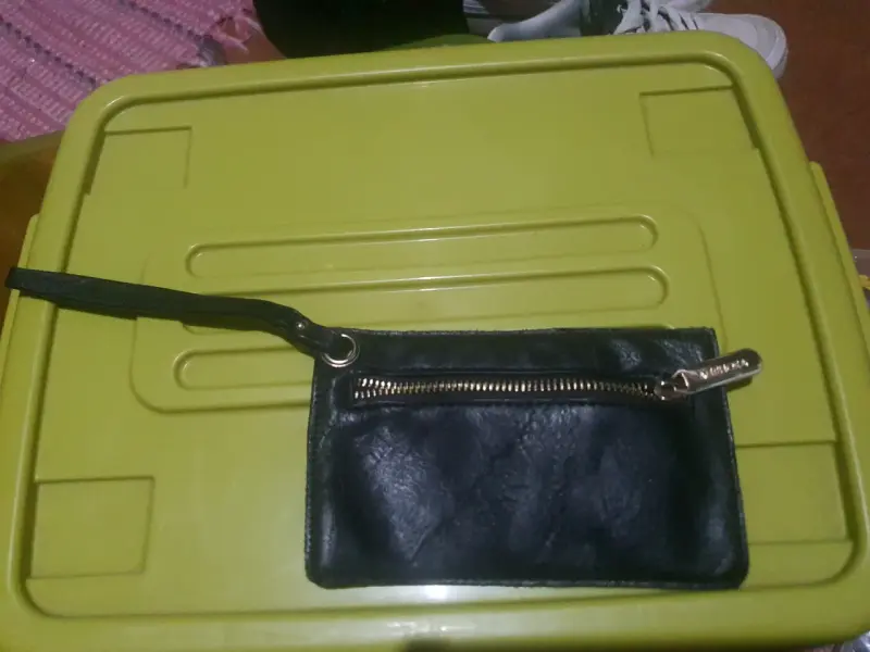 Monedero de cuero negro con cierre AMPHORA - 4