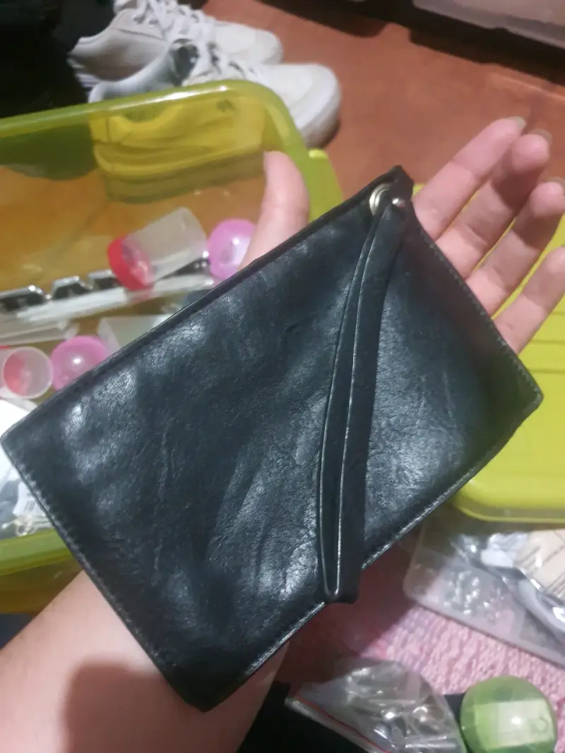 Monedero de cuero negro con cierre AMPHORA - 5
