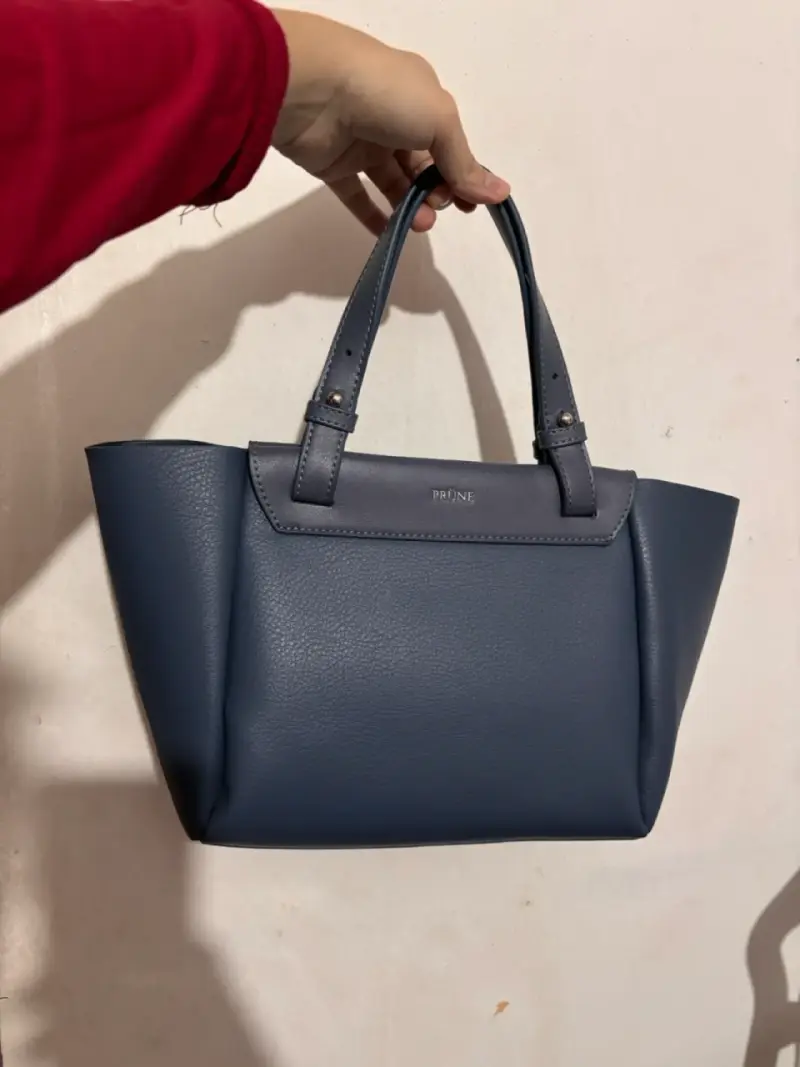 Cartera de cuero azul Prüne elegante