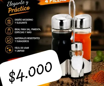 Set de especieros de acero inoxidable 4 piezas - miniatura 1