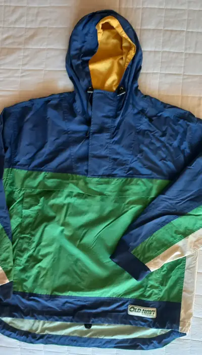 Cortaviento Old Navy azul y verde con capucha - miniatura 1