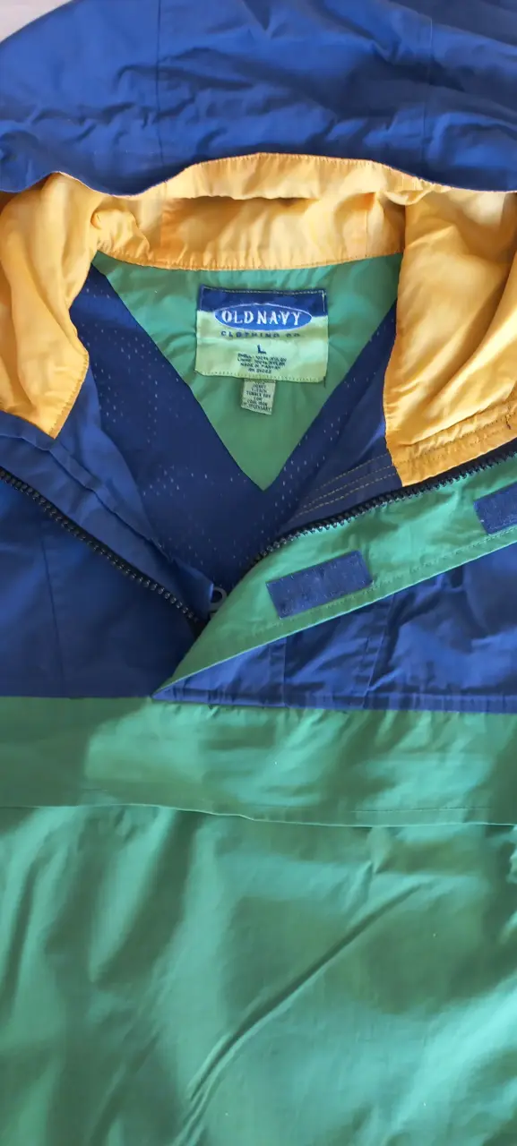 Cortaviento Old Navy azul y verde con capucha - 2
