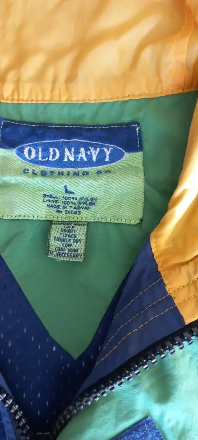 Cortaviento Old Navy azul y verde con capucha - miniatura 3