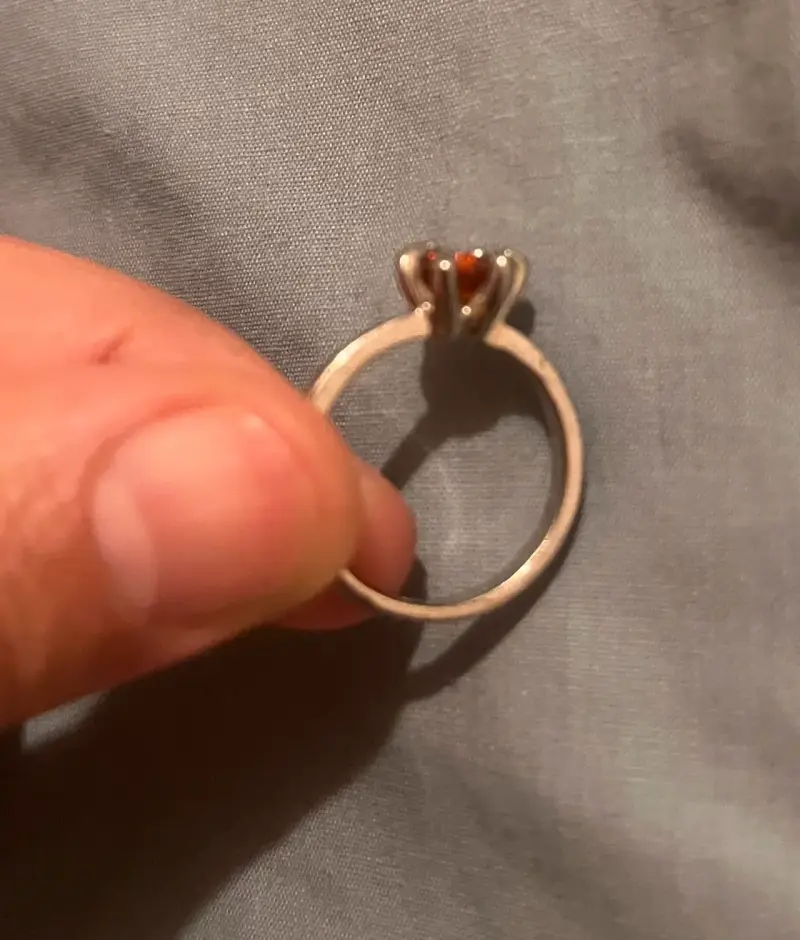 Anillo de acero con piedra naranja - 3
