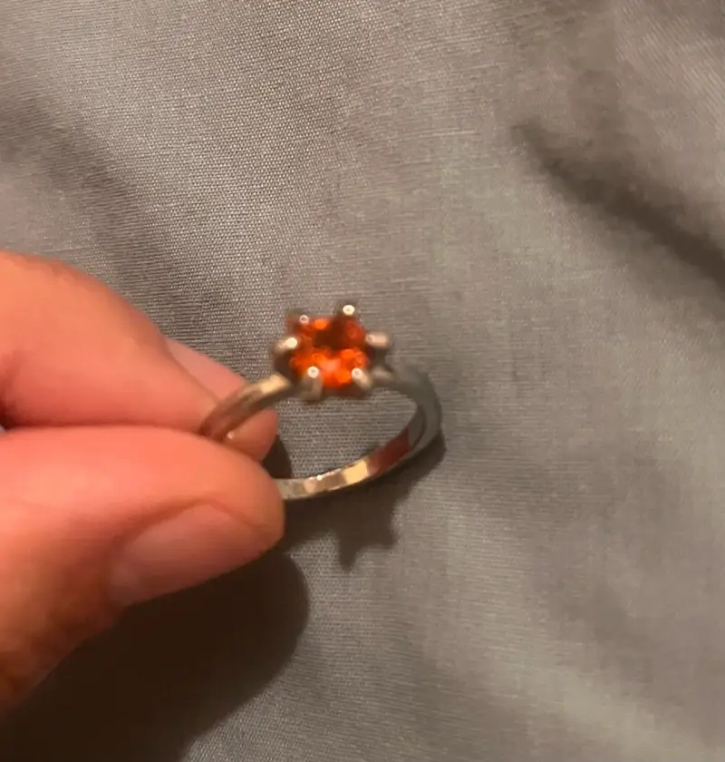 Anillo de acero con piedra naranja - 4