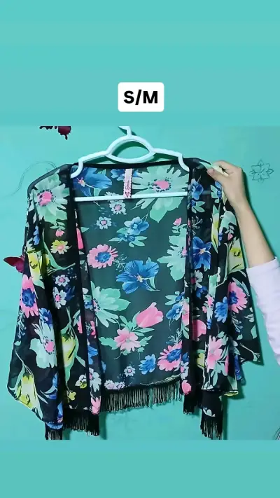 [S/M] Tapadito delgado floral con flecos - miniatura 1
