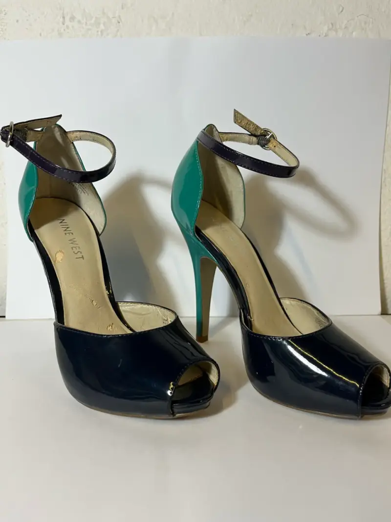Tacones Nine West azul y verde TALLA 35 - 2
