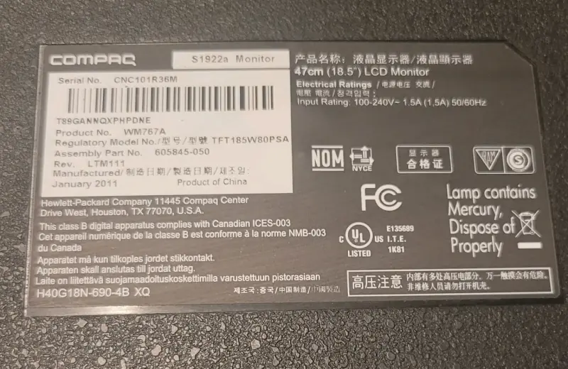 Monitor Compaq 18.5 pulgadas HD - 3