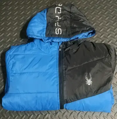 Chaqueta Spyder niño azul y negra con capucha - miniatura 1