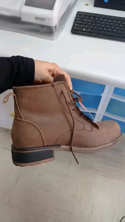 Botas seguridad de cuero marrón para mujer - miniatura 1