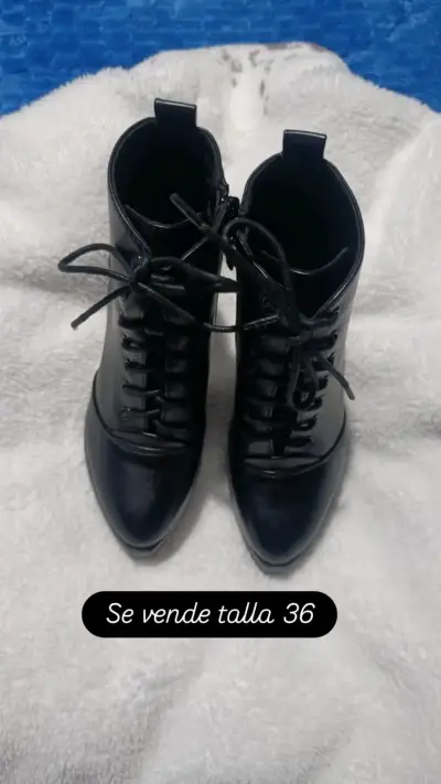 Botines negros de cuero talla 36 - miniatura 1