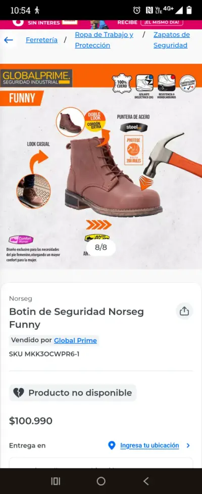 Botas seguridad de cuero marrón para mujer - miniatura 2