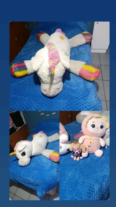 Peluche unicornio gigante multicolor - miniatura 1