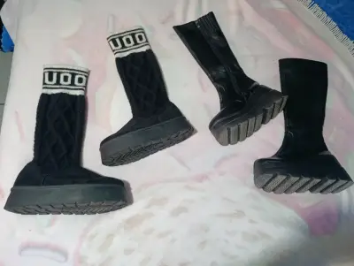 Botas negras con diseño tejido - miniatura 2