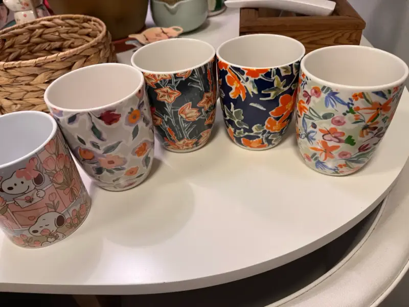 Set de tazas de cerámica con diseños florales