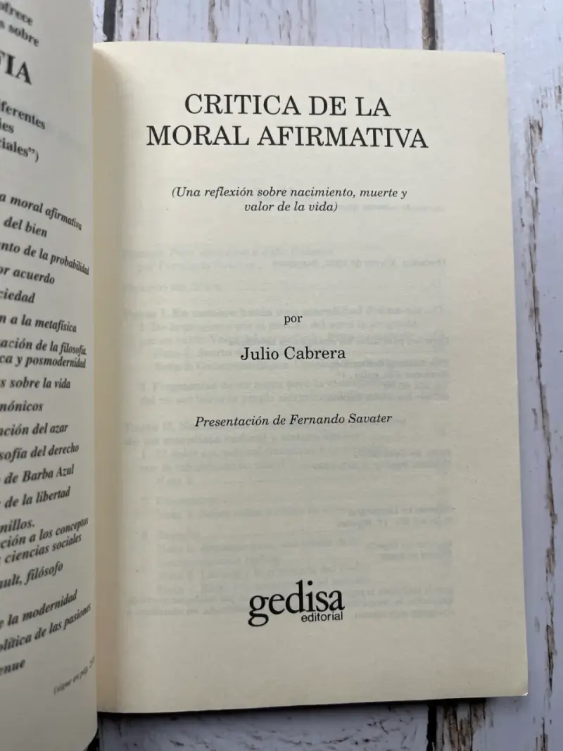 Crítica de la moral afirmativa de Julio Cabrera - 4