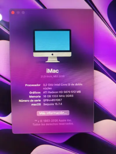 iMac de 21.5 pulgadas 16gb ram disco SSD - miniatura 3