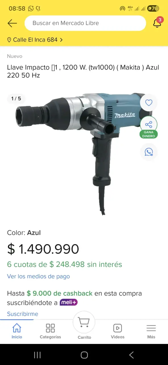 Llave de impacto Makita 1200W azul - 1