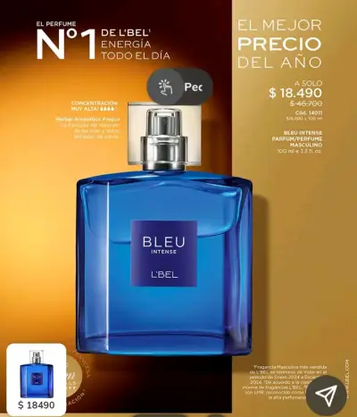 Perfume masculino Bleu Intense L'Bel 100 ml - miniatura 1