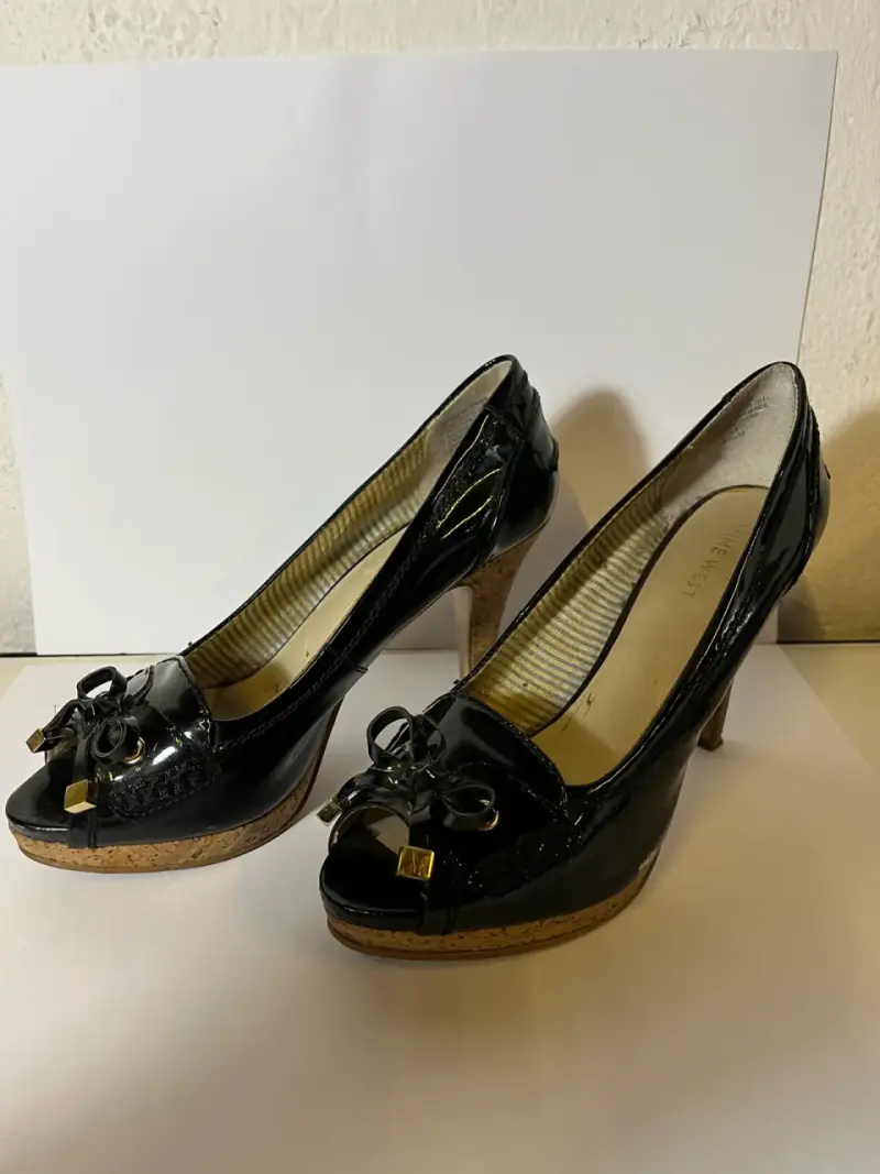 Tacones negros de charol con plataforma TALLA 35 - 2
