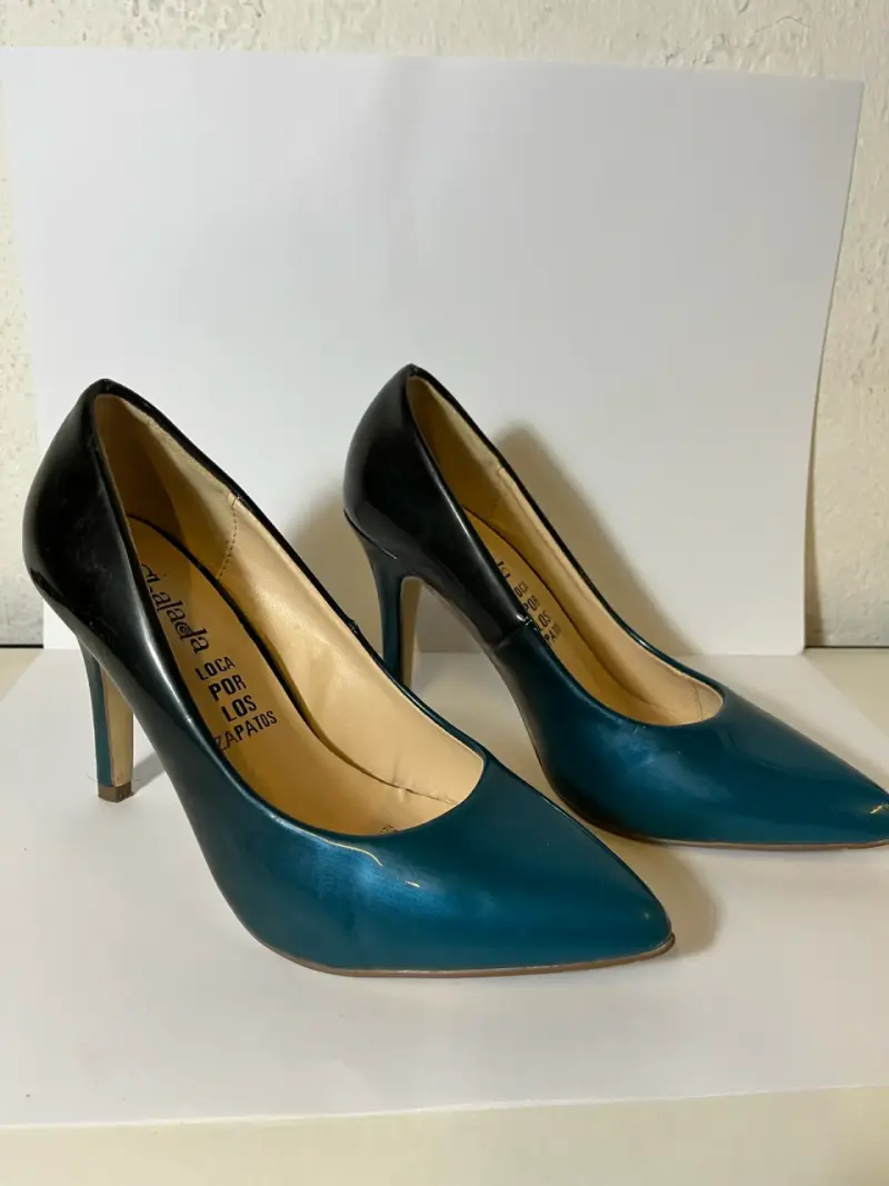 Tacones charol azul y negro TALLA 35 - 2