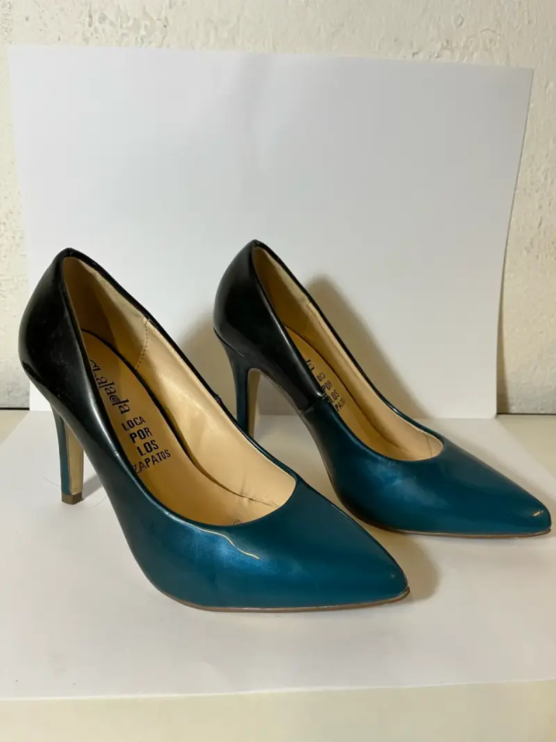 Tacones charol azul y negro TALLA 35 - 3