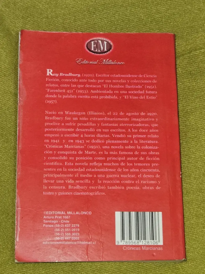 Crónicas Marcianas de Ray Bradbury - Editorial Millalonco - 2