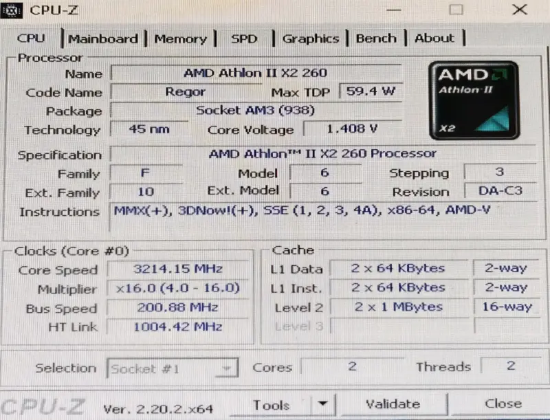 Procesador AMD Athlon II X2 260 3,2 GHz - 3