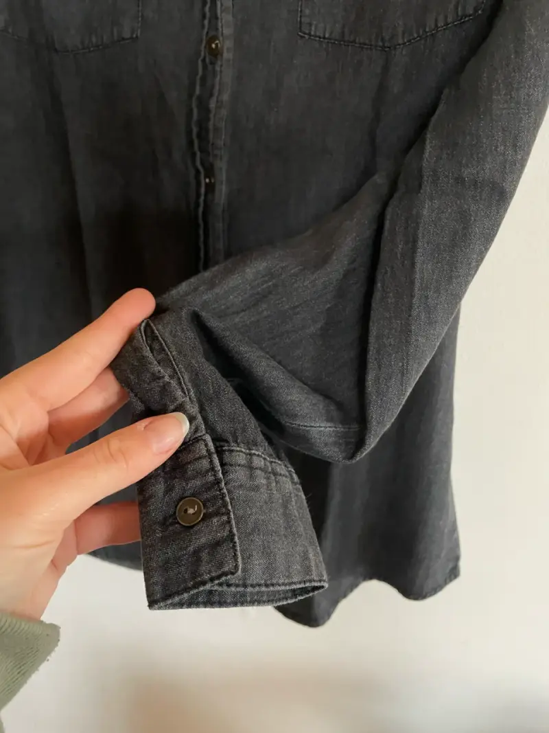 Camisa de mezclilla gris manga larga - 2