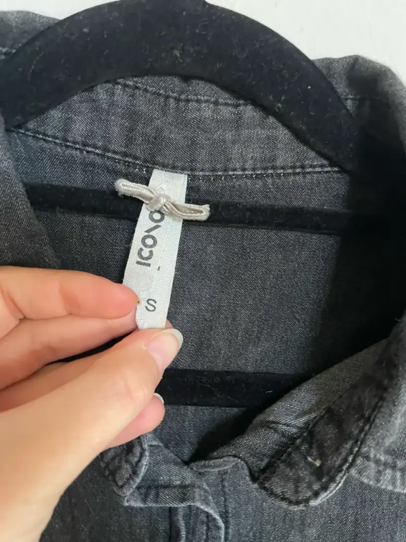 Camisa de mezclilla gris manga larga - 3