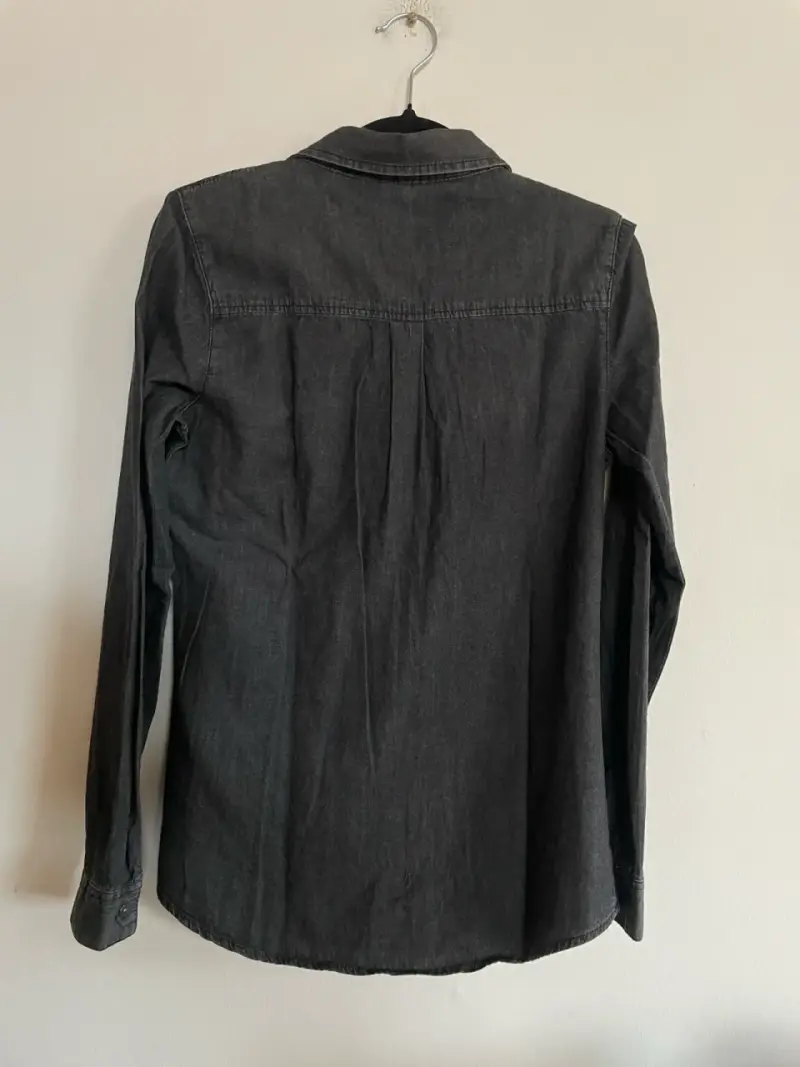 Camisa de mezclilla gris manga larga - 5