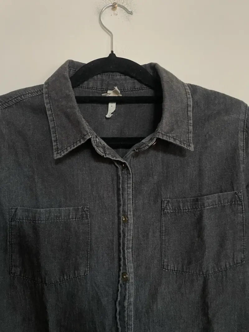 Camisa de mezclilla gris manga larga - 6