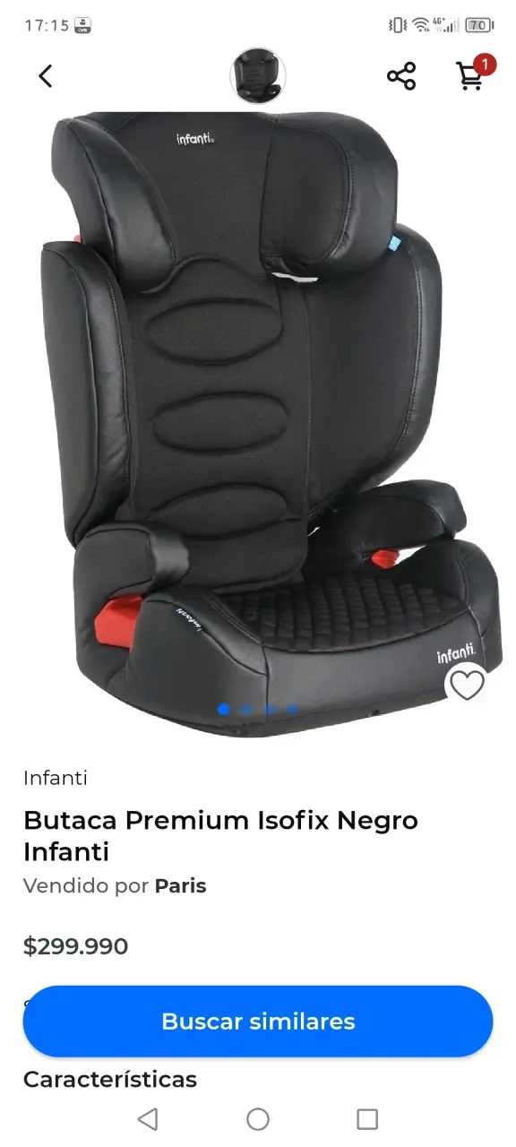 Butaca Premium Isofix Negra Infanti - 1